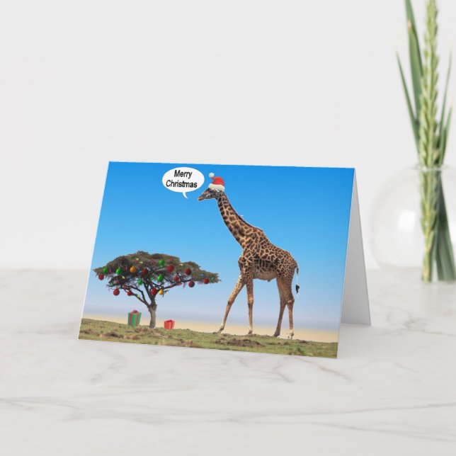 Giraffen-Weihnachten Feiertagskarte (Vorderseite)