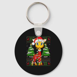 Giraffen-Weihnachtslichter-Santa-Kostüm-Hässliche- Schlüsselanhänger