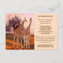 Giraffen Zoo Hochzeitstift oder Übernachtungskarte Begleitkarte