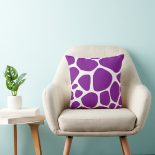 Giraffenausdruck, Lila Giraffe, Tierausdruck Kissen