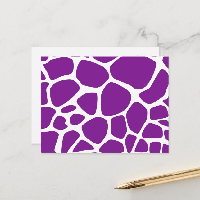 Giraffenausdruck, Lila Giraffe, Tierausdruck Postkarte (Vorderseite/Rückseite Beispiel)