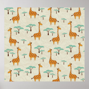 Giraffenbaumstruktur Vintage Muster. Poster