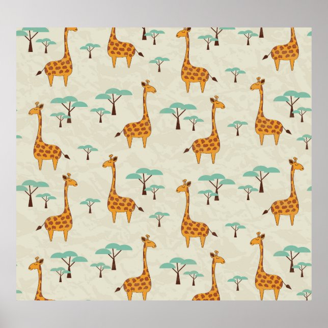 Giraffenbaumstruktur Vintage Muster. Poster (Vorne)