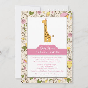 Giraffendruck in Rosa Einladung