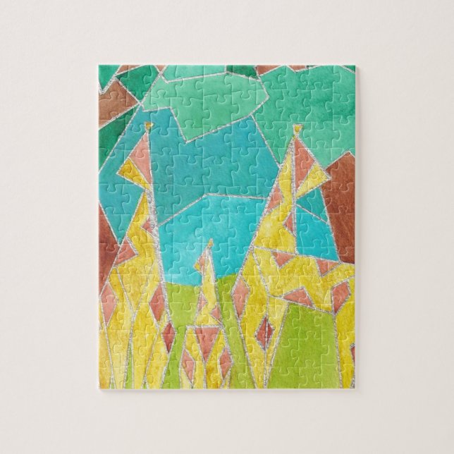 Giraffenfamilie Original Abstrakt Kunst (Vertikal)