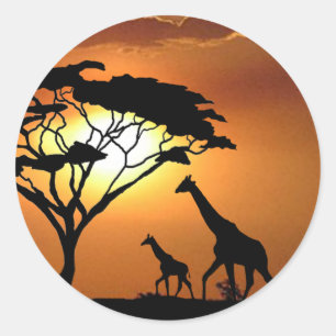 Giraffenfamilie Runder Aufkleber