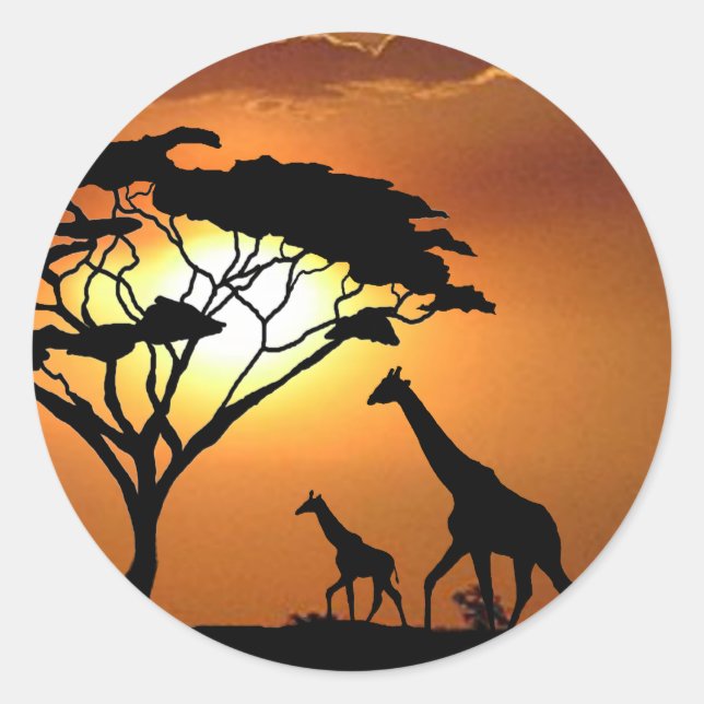 Giraffenfamilie Runder Aufkleber (Vorderseite)