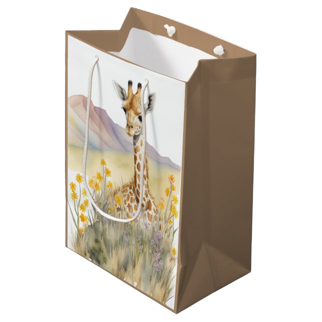 Giraffengeschenktasche Mittlere Geschenktüte (Vorderseite Schrägansicht)