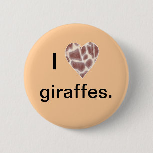 Giraffenherz, Ich liebe Giraffen Button auf Knöpfe