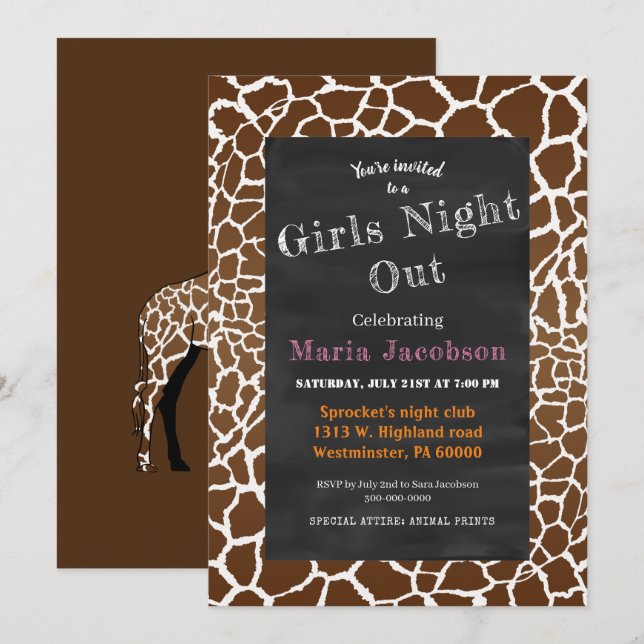 Giraffenkalkpappe Einladung (Vorne/Hinten)