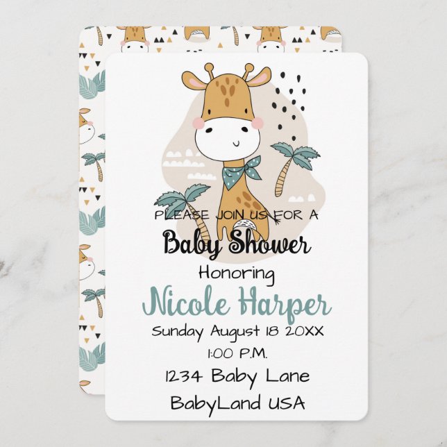 Giraffenkarte Feiertagskarte (Vorne/Hinten)