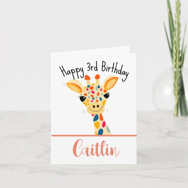 Giraffenkarte zum 3. Geburtstag Karte (Vorderseite)