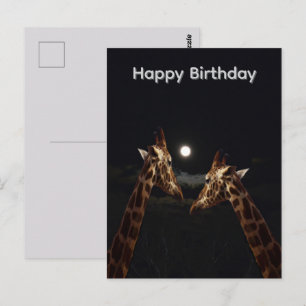Giraffenliebe im Mondlicht, Geburtstagspostkarte Postkarte