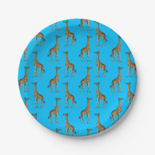 Giraffenliebhaber Blaue Wildtiere Zoo Afrikanische Pappteller