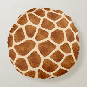 Giraffenmuster Braun Beige Babyparty Safari-Thema Rundes Kissen