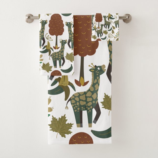 Giraffenmuster | farbiges Blumenmuster Badhandtuch Set (Insitu)