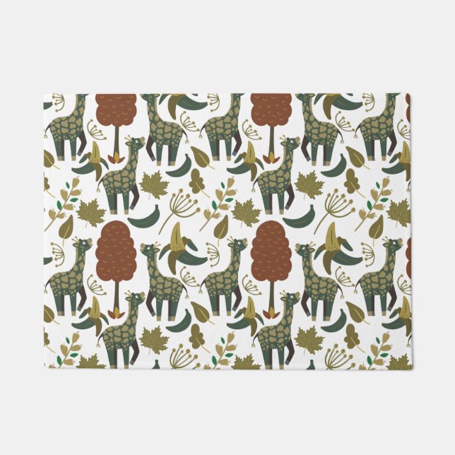 Giraffenmuster | farbiges Blumenmuster Fußmatte (Vorderseite)