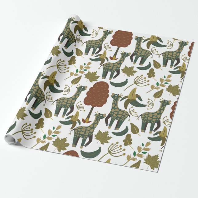 Giraffenmuster | farbiges Blumenmuster Geschenkpapier (Ungerollt)
