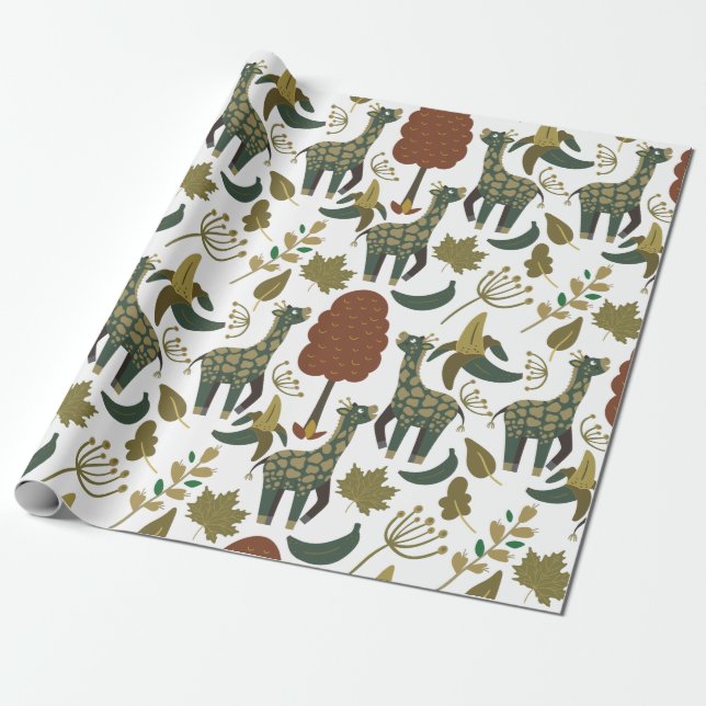 Giraffenmuster | farbiges Blumenmuster Geschenkpapier (Ungerollt)