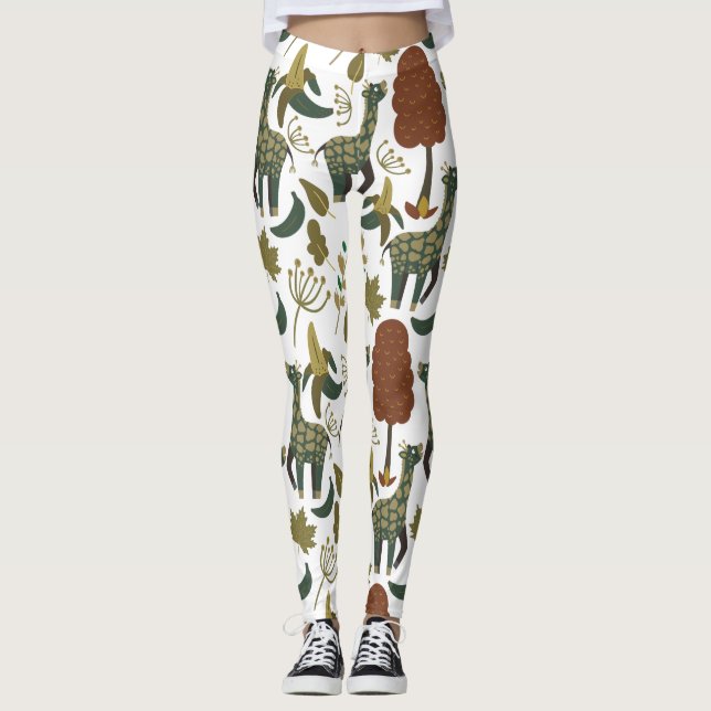 Giraffenmuster | farbiges Blumenmuster Leggings (Vorderseite)
