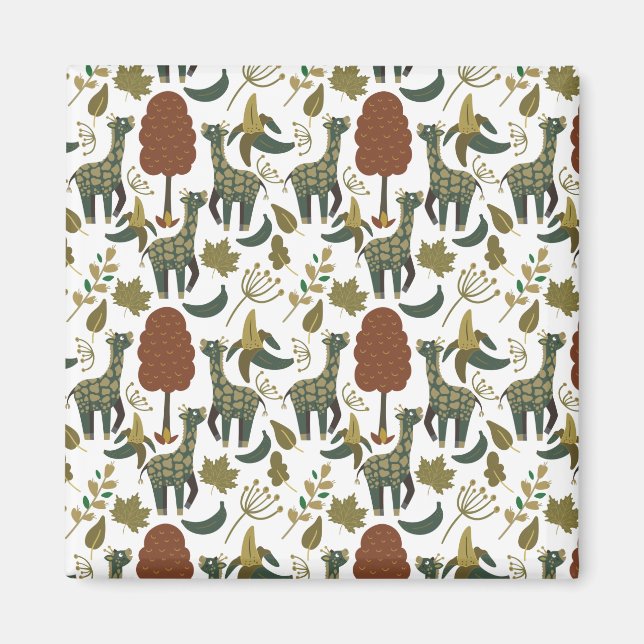 Giraffenmuster | farbiges Blumenmuster Magnet (Vorne)