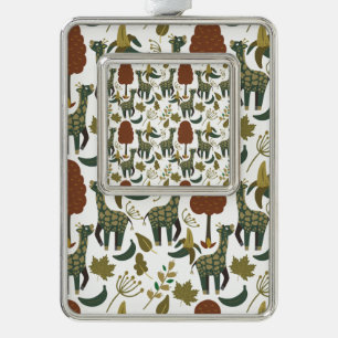 Giraffenmuster farbiges Blumenmuster Rahmen-Ornament Silber