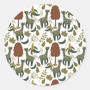 Giraffenmuster farbiges Blumenmuster Runder Aufkleber