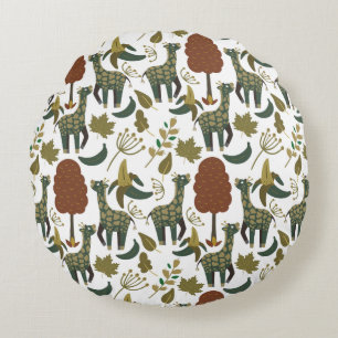 Giraffenmuster farbiges Blumenmuster Rundes Kissen
