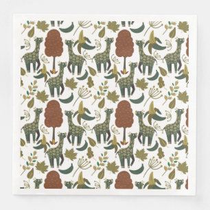 Giraffenmuster farbiges Blumenmuster Serviette