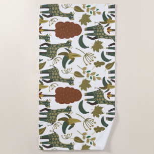 Giraffenmuster   farbiges Blumenmuster Strandtuch