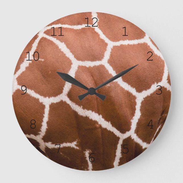 Giraffenmuster mit Zahlen Große Wanduhr (Vorderseite)