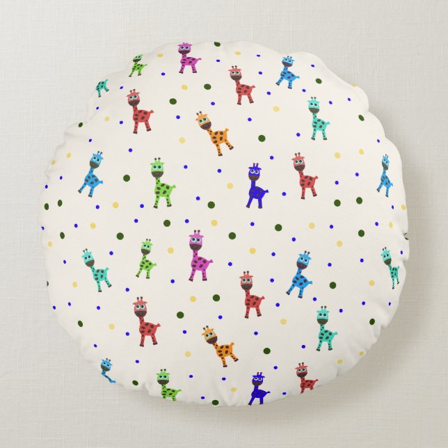 Giraffenmuster Rundes Kissen (Vorderseite)