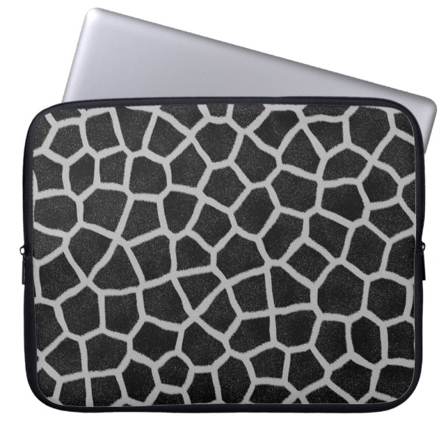 Giraffenmuster Schwarz-Weiß Laptopschutzhülle (Vorderseite)