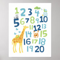Giraffennummer Kinderzimmer-Wandkunstdruck
