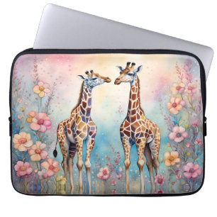 Giraffenparadies in einem pastellfarbenen Garten Laptopschutzhülle