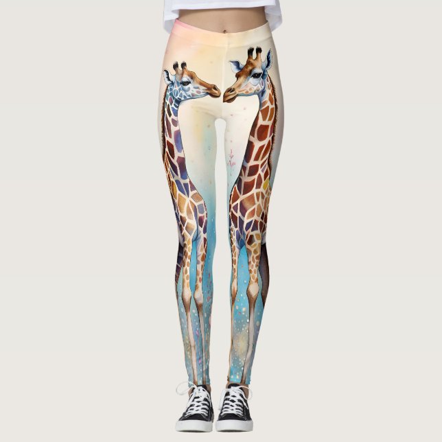 Giraffenparadies in Liebe im Pastelgarten Leggings (Vorderseite)
