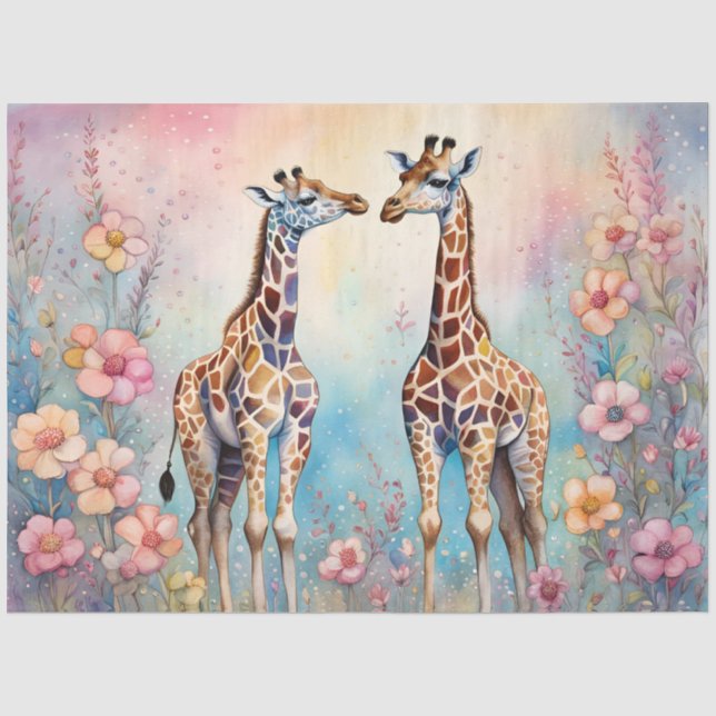 Giraffenparadies in Liebe im Pastelgarten Seidenpapier (Vorderseite)