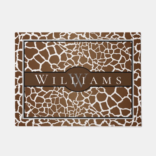 Giraffenprint mit Namen und Monogramm Fußmatte (Vorderseite)