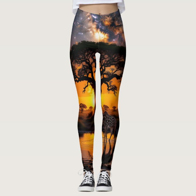 Giraffentrinkwasser in der afrikanischen kosmische leggings (Vorderseite)