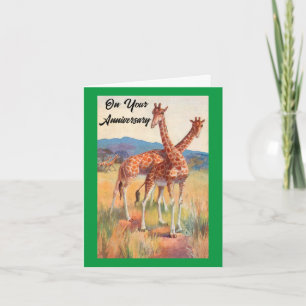 Giraffes Anniversaire Carte de voeux pliée