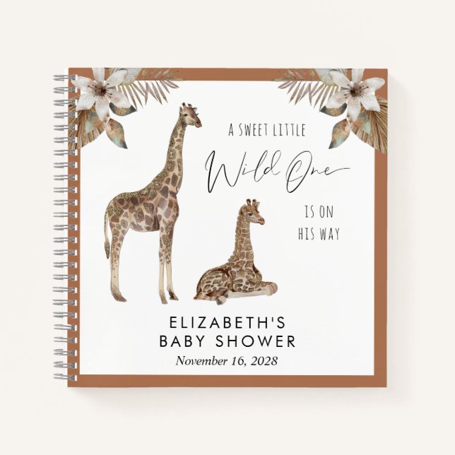 Giraffes Boho Aquarelle Baby shower Livre d'or (Devant)