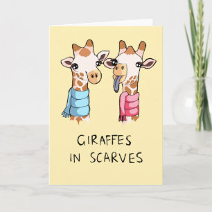 Giraffes en Écharpes Dessin Carte de voeux