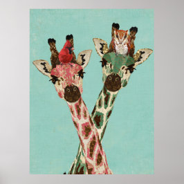 GIRAFFES & FEATHERS POSTER