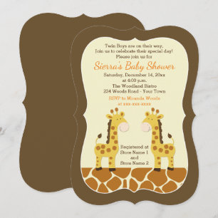 Giraffes jumelles Baby shower Invitation Die Cut