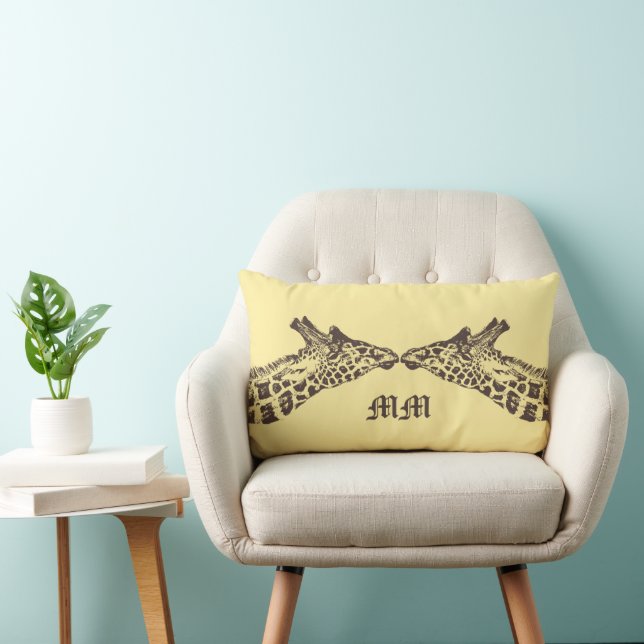 Giraffes Pale Jaune Lumbar Coussin (Chaise)