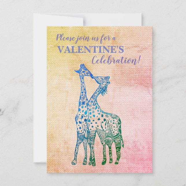 Giraffes Rustique Valentine Invitation (Devant)