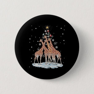 Giraffes Xmas Tree Giraffe Weihnachtsbaum Merry Ch Button