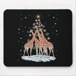 Giraffes Xmas Tree Giraffe Weihnachtsbaum Merry Ch Mousepad