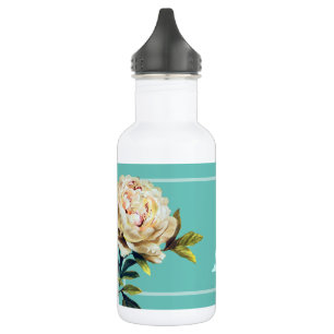 Giralblümchen und aquamarin Personalisiert Edelstahlflasche