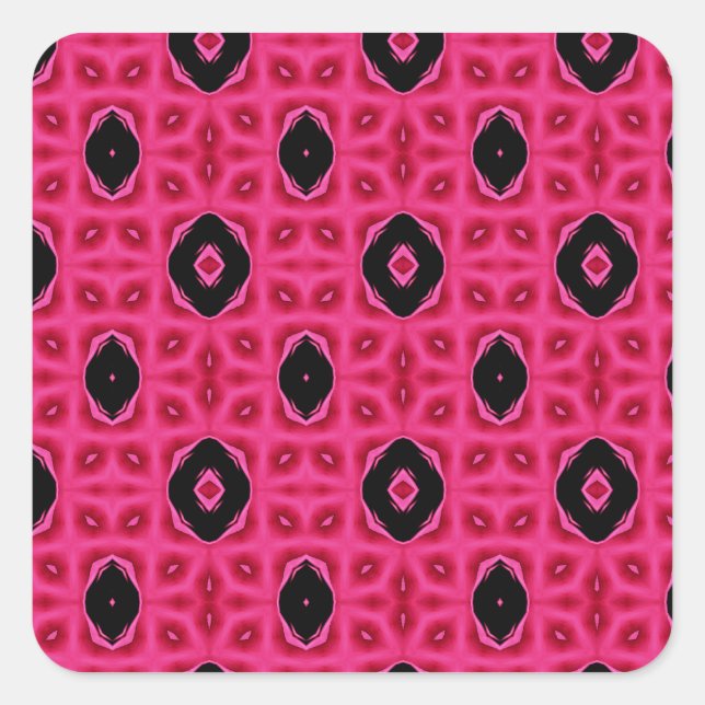 Giralheiß rosa und Abstraktes Schwarz-Muster Quadratischer Aufkleber (Vorderseite)